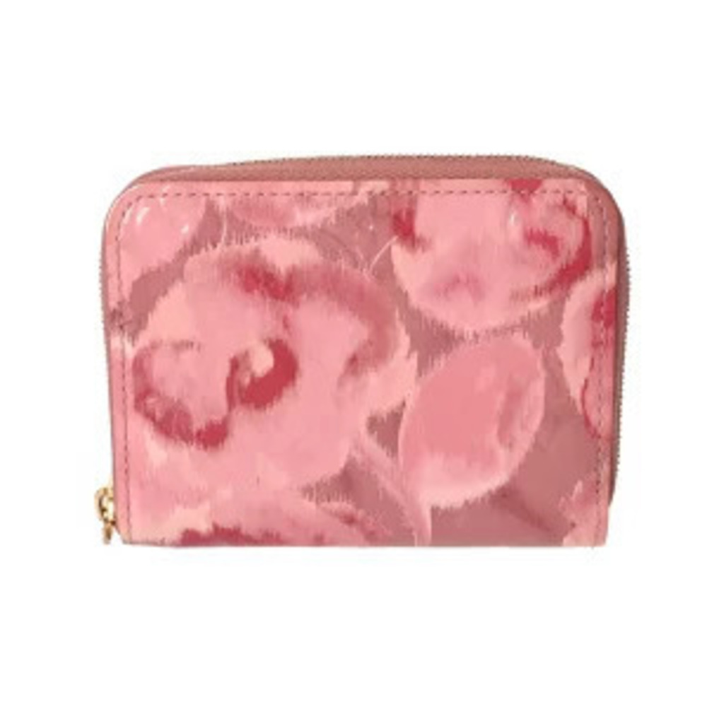 Louis Vuitton Monogram Vernis Zippy Coin Rose Pink Vert Case Wallet